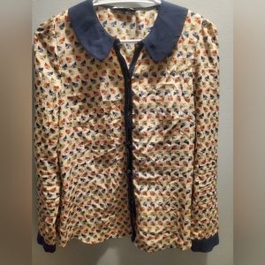 Z&I Women Blouse Size L Colorful Owls